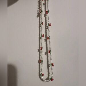 Cherry Bead Necklace Choker‎ Dainty Delicate Fairy Coquette